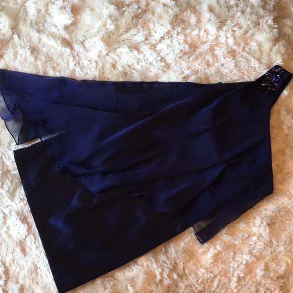 Xscape Midnight blue One shoulder cocktail dress - Picture 2 of 6